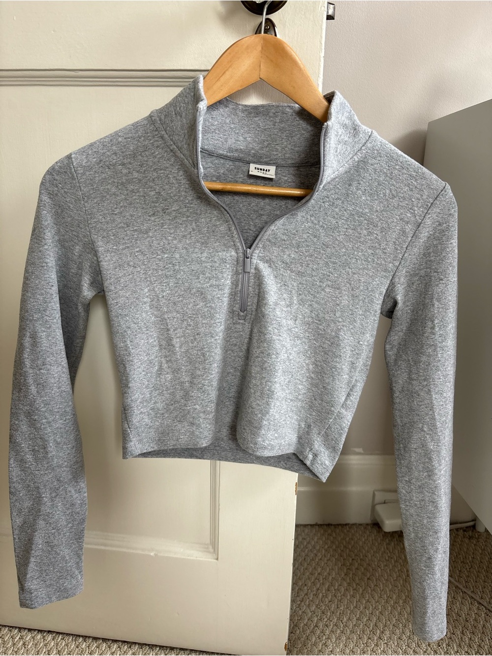 Sunday Best Gray Cropped Half‑Zip Pullover